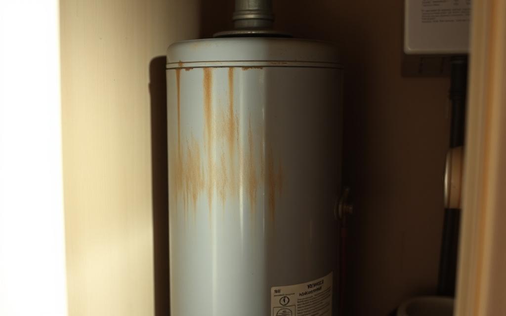 Older water heater showing rust